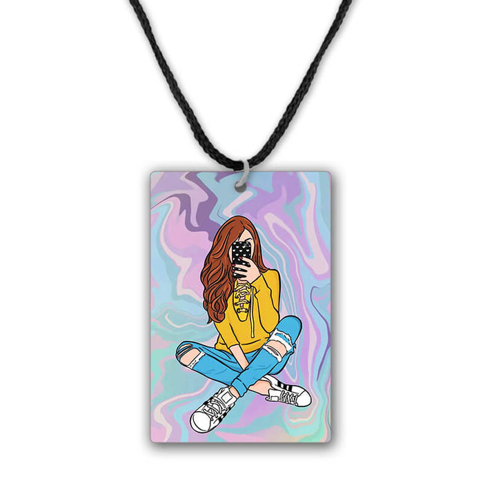 Girl Clicking Selfie Printed Pendant Necklace - The Squeaky Store