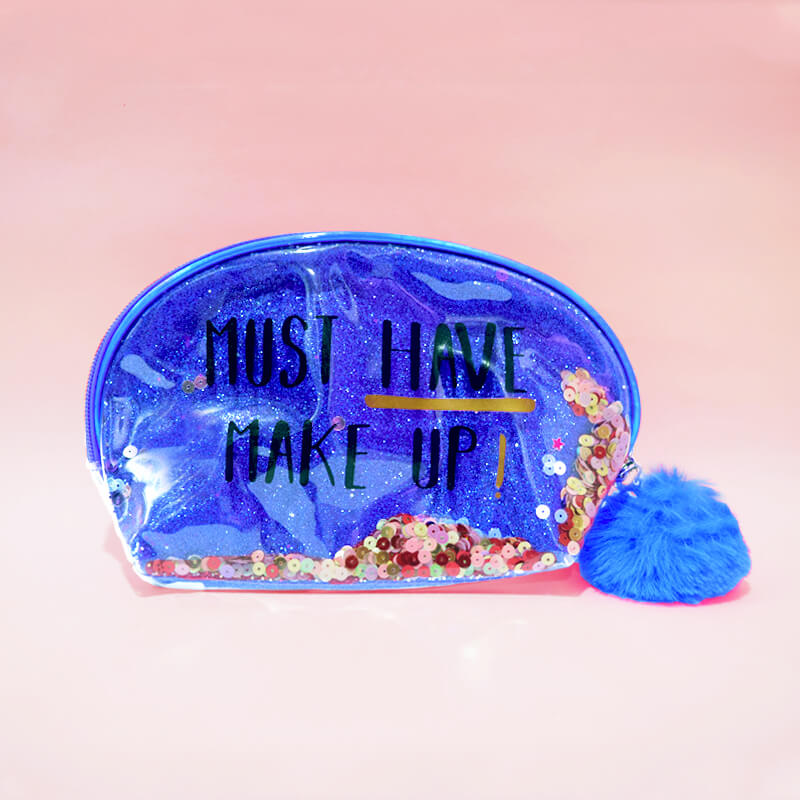 Sapphire Blue - Glitter Sequin Must Have Makeup Cosmetic Organizer Toiletry Pouch-thesqueakystore.myshopify.com
