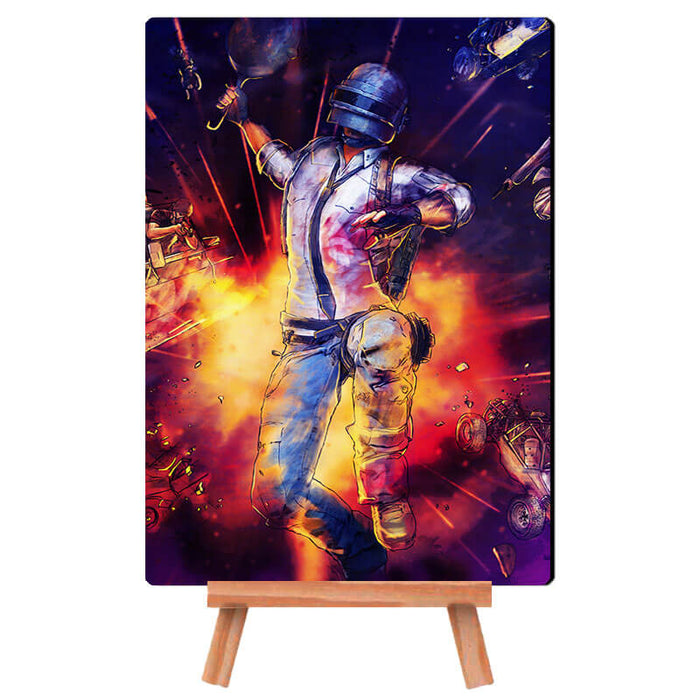 PUBG Guy with Pan - Desk Decor Poster with Stand - The Squeaky Store