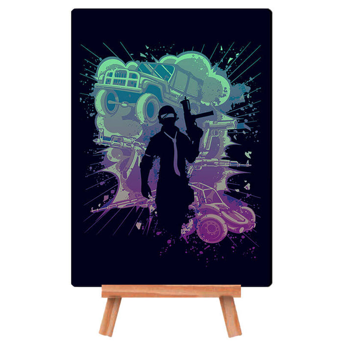 PUBG Colorful Artwork with Silhouette - Desk Decor Poster with Stand - The Squeaky Store
