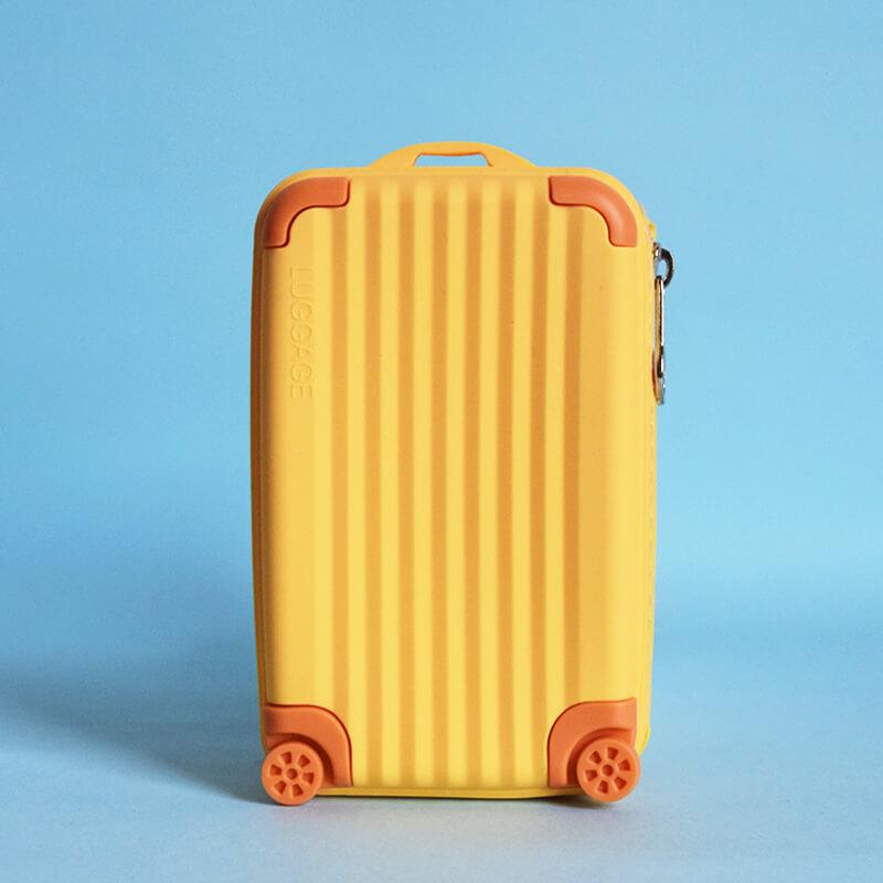 Travel Luggage Shape Bag Silicone Coin Purse -Pale Yellow - The Squeaky Store