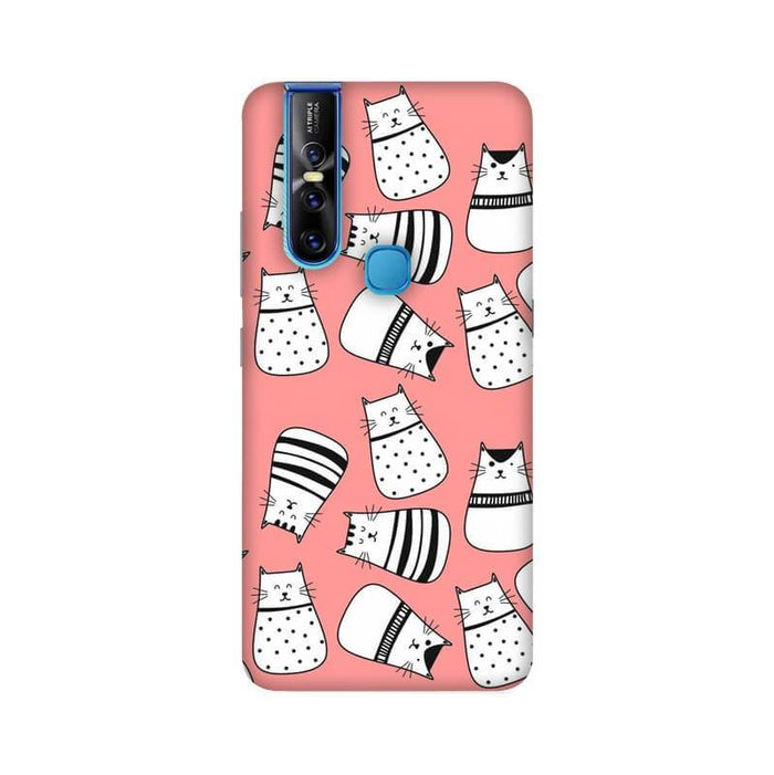 Cute Cats Designer Abstract Pattern Vivo V15 Cover - The Squeaky Store