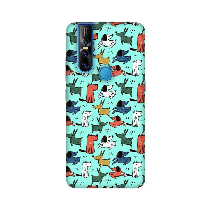 Cute Dogs Abstract Pattern Vivo V15 Cover - The Squeaky Store