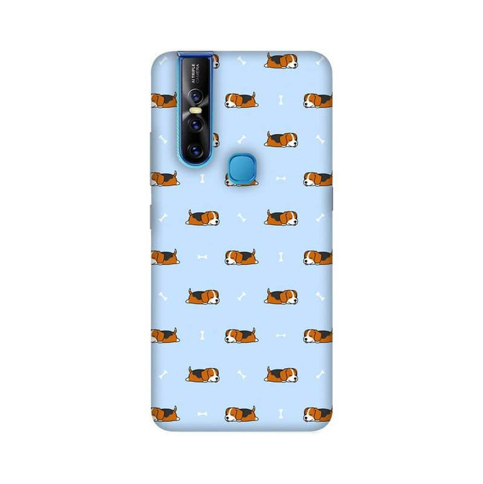 Cute Dog with Bone Pattern Designer Vivo V15 Cover - The Squeaky Store