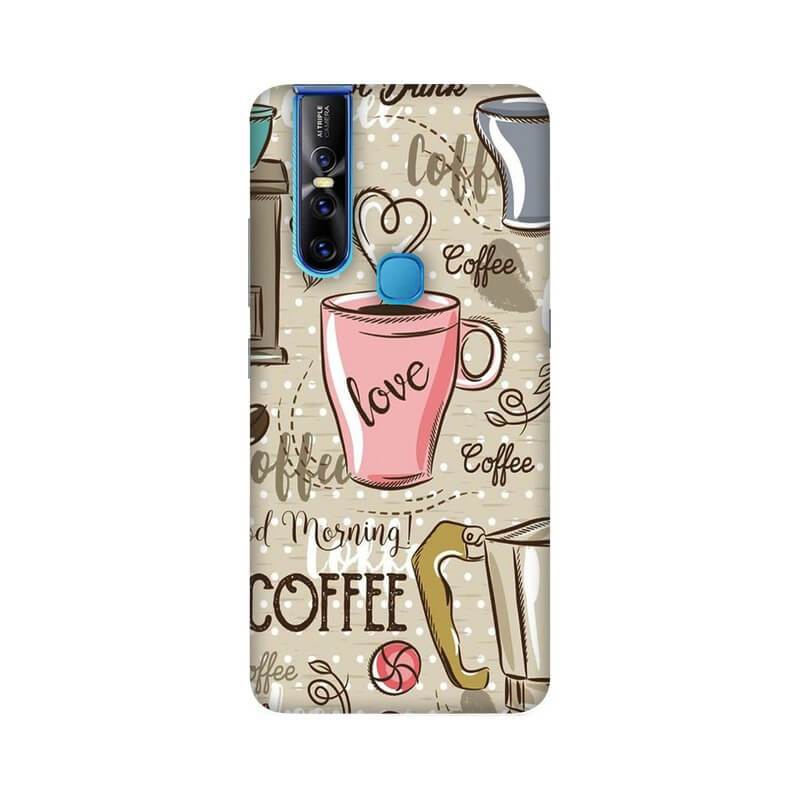 Coffee Lover Pattern Designer Vivo V15 Cover - The Squeaky Store