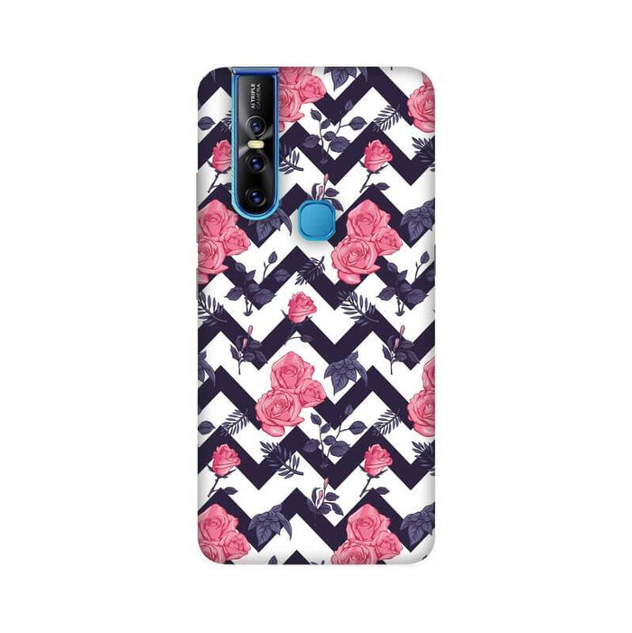 Abstract Zigzag Flower Pattern Vivo V15 Cover - The Squeaky Store