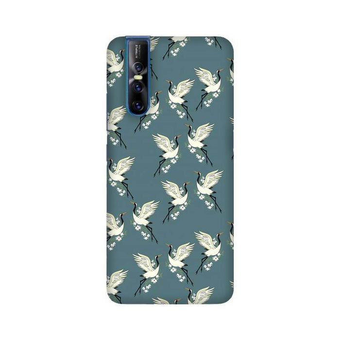 White Birds Abstract Pattern Vivo V15 Pro Cover - The Squeaky Store