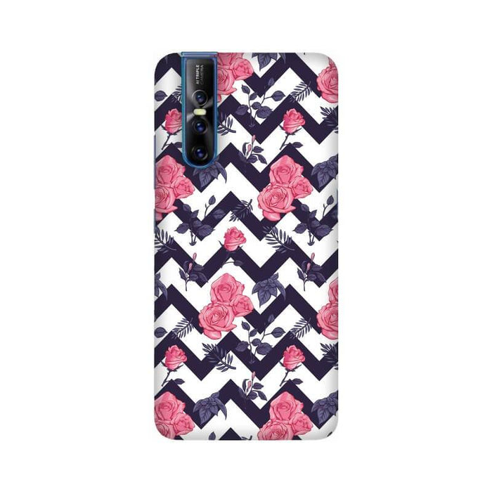 Abstract Zigzag Flower Pattern Vivo V15 Pro Cover - The Squeaky Store