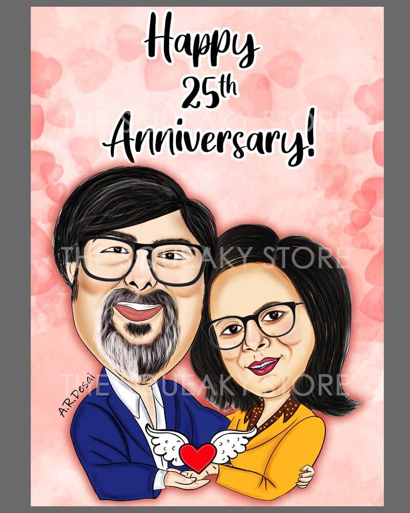 Cute Couple Digital Caricature-thesqueakystore.myshopify.com