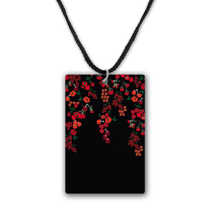 Red Floral Poppies Pattern Pendant Necklace - The Squeaky Store
