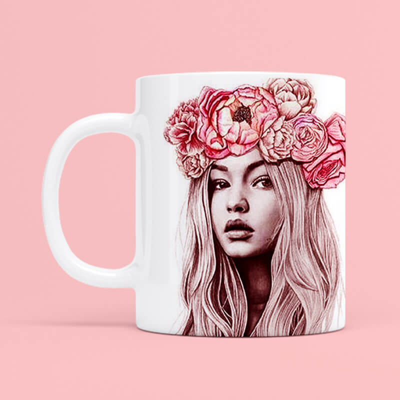 Gigi Hadid Cute Floral Art Mug - The Squeaky Store