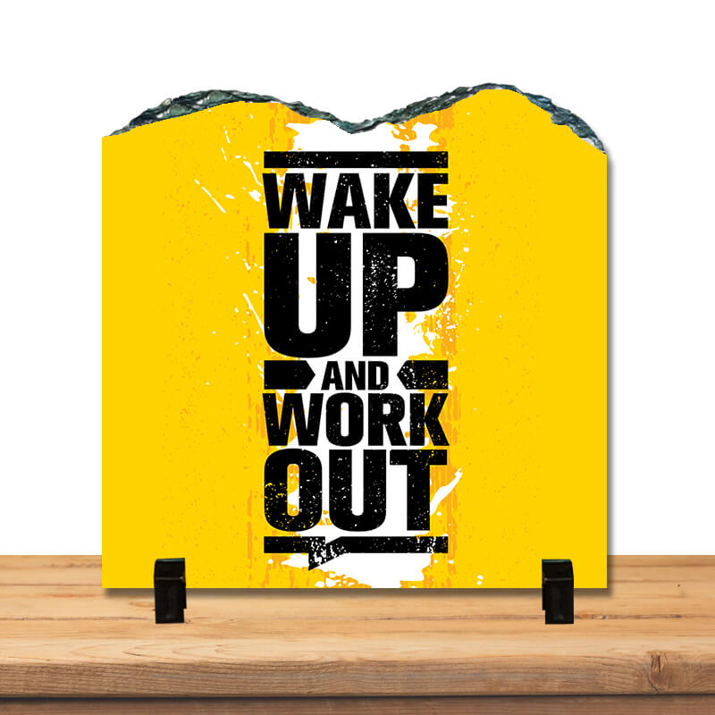 Wake Up And Workout Fitness Gym Quote Home Décor Stone Print-thesqueakystore.myshopify.com