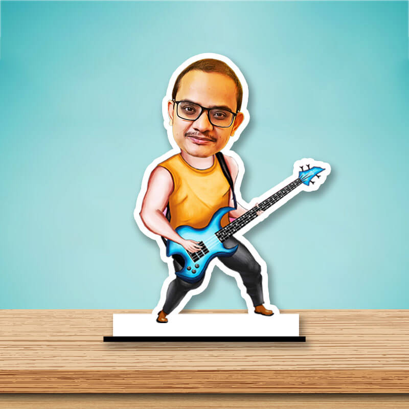 Cute Funny Rockstar Guitar Music Lover Customized Caricature Stand - The Squeaky Store